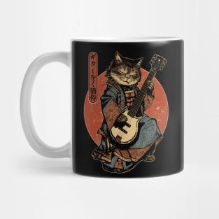 Samurai Cat Playing The Electric Guitar Mug